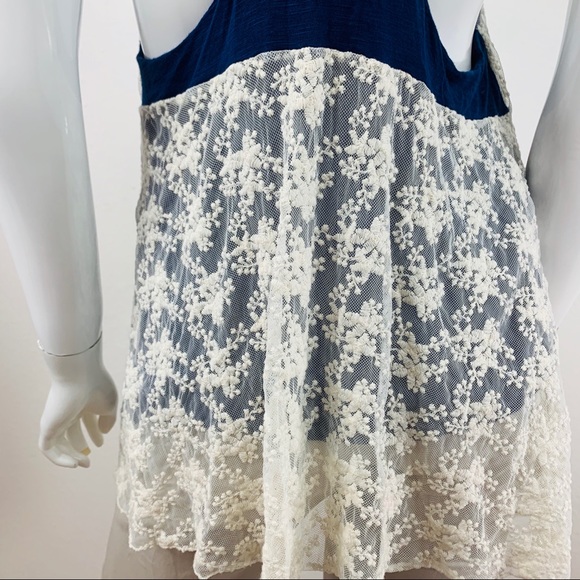 Kori / Floral Crochet Lace Blue Racerback - Picture 7 of 8